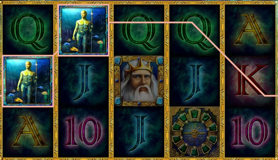 Five reels with Poseidon centre and the gate on reel four